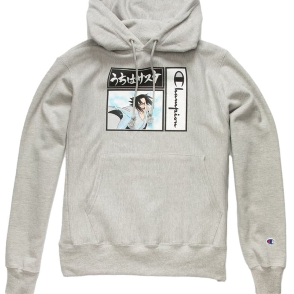 CHAMPION x Naruto Sauke Kanji Mens Hoodie Heather Grey / Medium‎ NWT